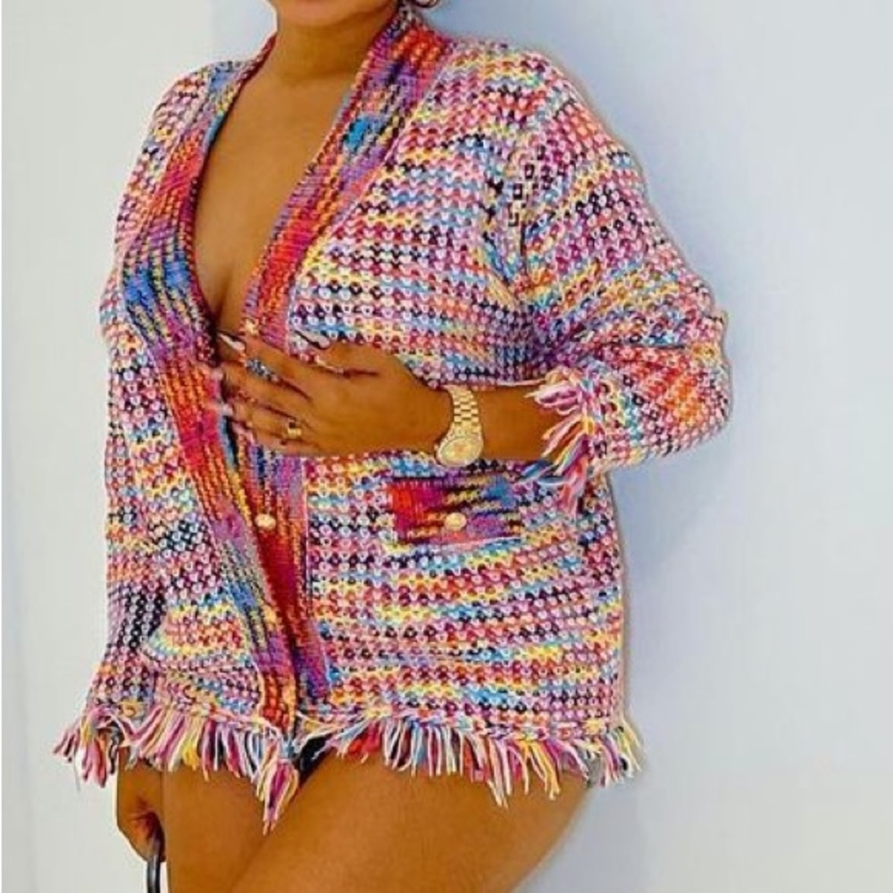 Colorful cardigan sweater